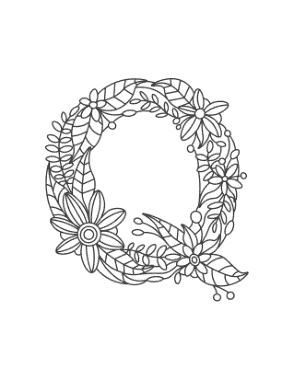 Free Download PDF Books, Flower Letter Q Coloring Template