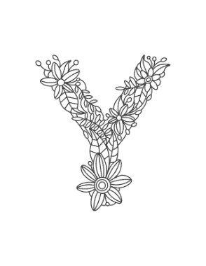 Free Download PDF Books, Flower Letter Y Coloring Template