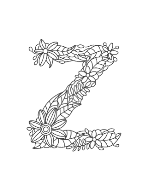 Free Download PDF Books, Flower Letter Z Coloring Template