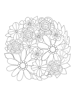 Free Download PDF Books, Cute Flower Arrangement Coloring Template