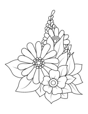 Free Download PDF Books, Flower Arrangement Coloring Template