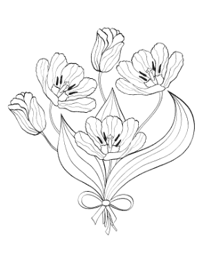 Free Download PDF Books, Flower Bouquet Tulips Coloring Template