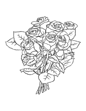 Free Download PDF Books, Flower Bunch of Roses Coloring Template