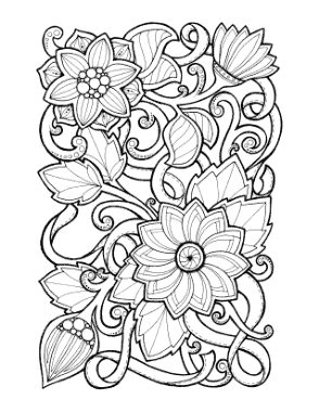 Free Download PDF Books, Flower Doodle To Color 1 Coloring Template