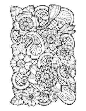 Free Download PDF Books, Flower Doodle To Color 3 Coloring Template