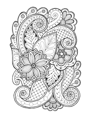 Free Download PDF Books, Flower Doodle To Color 5 Coloring Template
