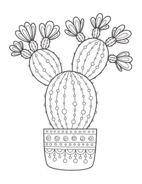 Free Download PDF Books, Flower Flowering Cactus Coloring Template