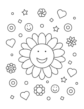Free Download PDF Books, Flower Happy Smiley Flower For Kids Coloring Template