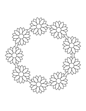 Free Download PDF Books, Flower Simple Flower Wreath Coloring Template
