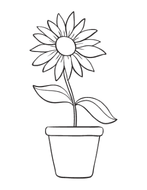 Free Download PDF Books, Flower Single Flower In Pot Coloring Template
