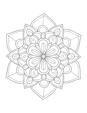 Free Download PDF Books, Flower Symmetrical Layered Flower Doodle Coloring Template