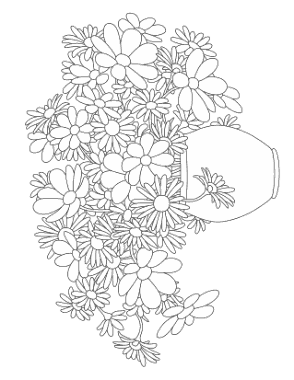 Free Download PDF Books, Flower Vase Bouquet of Summer Garden Flowers Coloring Template