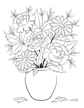 Free Download PDF Books, Flower Vase of Flowers 2 Coloring Template