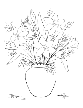 Free Download PDF Books, Flower Vase of Flowers Coloring Template