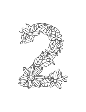Free Download PDF Books, Flower Number 2 Coloring Template