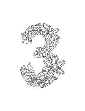 Free Download PDF Books, Flower Number 3 Coloring Template