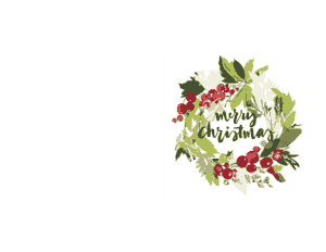 Free Download PDF Books, Christmas Cards Berries Wreath Merry Coloring Template