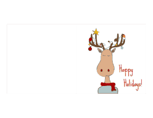 Free Download PDF Books, Christmas Cards Happy Holidays Decorated Antlers Deer Coloring Template