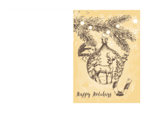 Free Download PDF Books, Christmas Cards Happy Holidays Sepia Deer Bauble Candy Cane Coloring Template