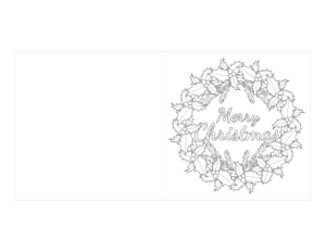 Free Download PDF Books, Christmas Cards Holly Wreath Merry Coloring Template