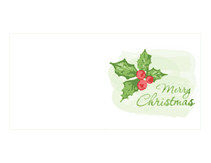 Free Download PDF Books, Christmas Cards Merry Holly Watercolor Coloring Template