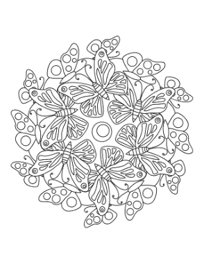 Free Download PDF Books, Butterfly Circle Of Butterflies Coloring Template