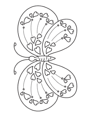 Free Download PDF Books, Butterfly Hearts Coloring Template