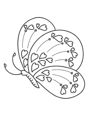 Free Download PDF Books, Butterfly Hearts Side View Coloring Template
