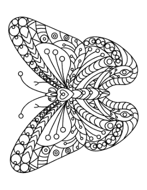 Free Download PDF Books, Butterfly Intricate Doodle Adults Coloring Template