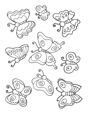 Free Download PDF Books, Butterfly Page Of Butterflies For Kids Coloring Template