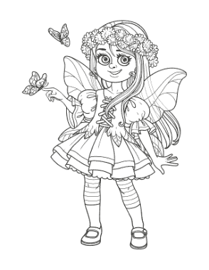 Free Download PDF Books, Butterfly Spring Fairy Wings Butterflies Coloring Template