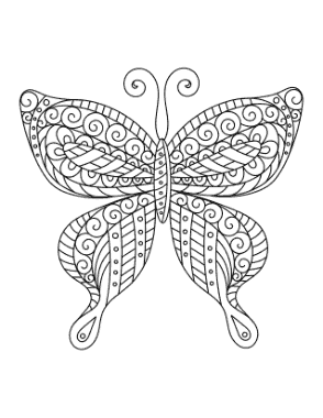Free Download PDF Books, Butterfly Swirly Pattern For Adults Coloring Template