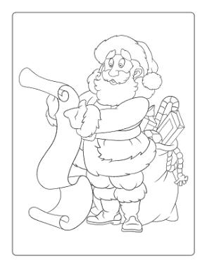 Free Download PDF Books, Santa Checking His List Coloring Template