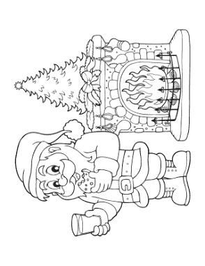 Free Download PDF Books, Santa Father Christmas Eating Cookie Drinking Milk Fireside Coloring Template
