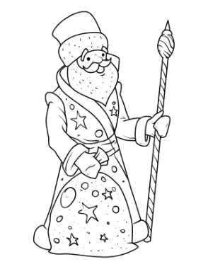 Free Download PDF Books, Santa St Nicholas With Staff Sack Coloring Template