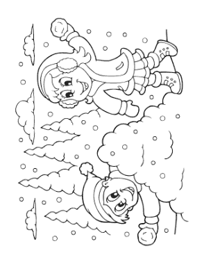 Free Download PDF Books, Christmas Cute Children Snowman Fight Winter Coloring Templat