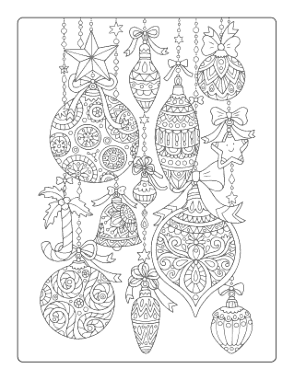Free Download PDF Books, Christmas Ornaments Hanging Ornaments Intricate For Adults Winter Coloring Templat
