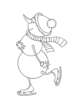 Free Download PDF Books, Christmas Snowman Skates Scarf Carrot Winter Coloring Templat