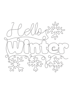 Free Download PDF Books, Snowflake Hello Winter Sign Winter Coloring Templat