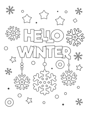 Free Download PDF Books, Snowflake Hello Winter Snowing Cute Winter Coloring Templat