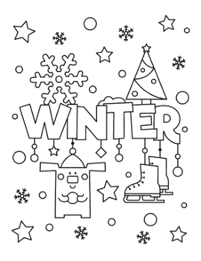 Free Download PDF Books, Snowflake Winter Snow Ice Skates Cute Winter Coloring Templat