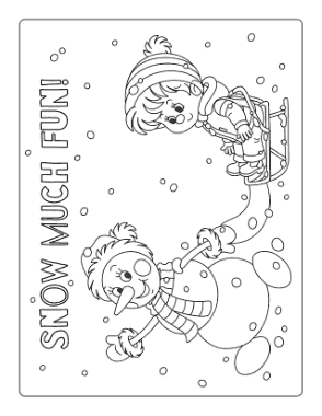 Free Download PDF Books, Snowman Snow Much Fun Toboggan Ride Winter Coloring Templat