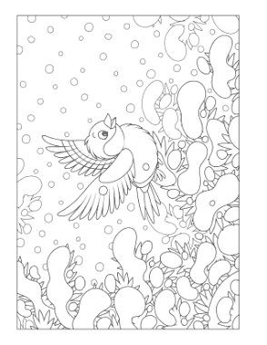 Free Download PDF Books, Winter Bird In Snowy Tree Coloring Templat