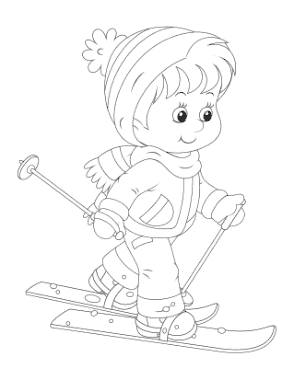 Free Download PDF Books, Winter Boy Skiing Coloring Templat