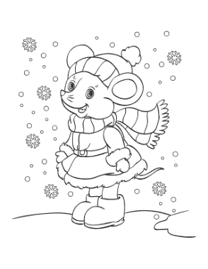 Free Download PDF Books, Winter Cute Mouse Snowflakes Coloring Templat