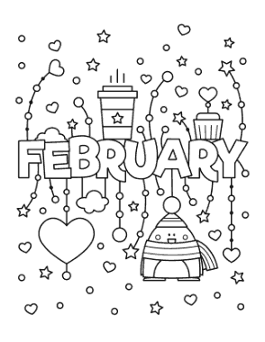 Free Download PDF Books, Winter February Coloring Templat
