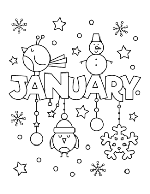 Free Download PDF Books, Winter January Coloring Templat