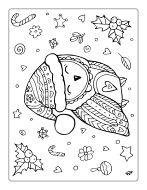 Free Download PDF Books, Winter Owl Doodle To Color Coloring Templat