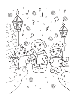 Free Download PDF Books, Winter Singing Carols Coloring Templat