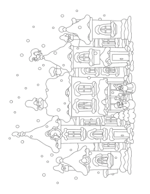 Free Download PDF Books, Winter Snow Covered Village Scene Coloring Templat